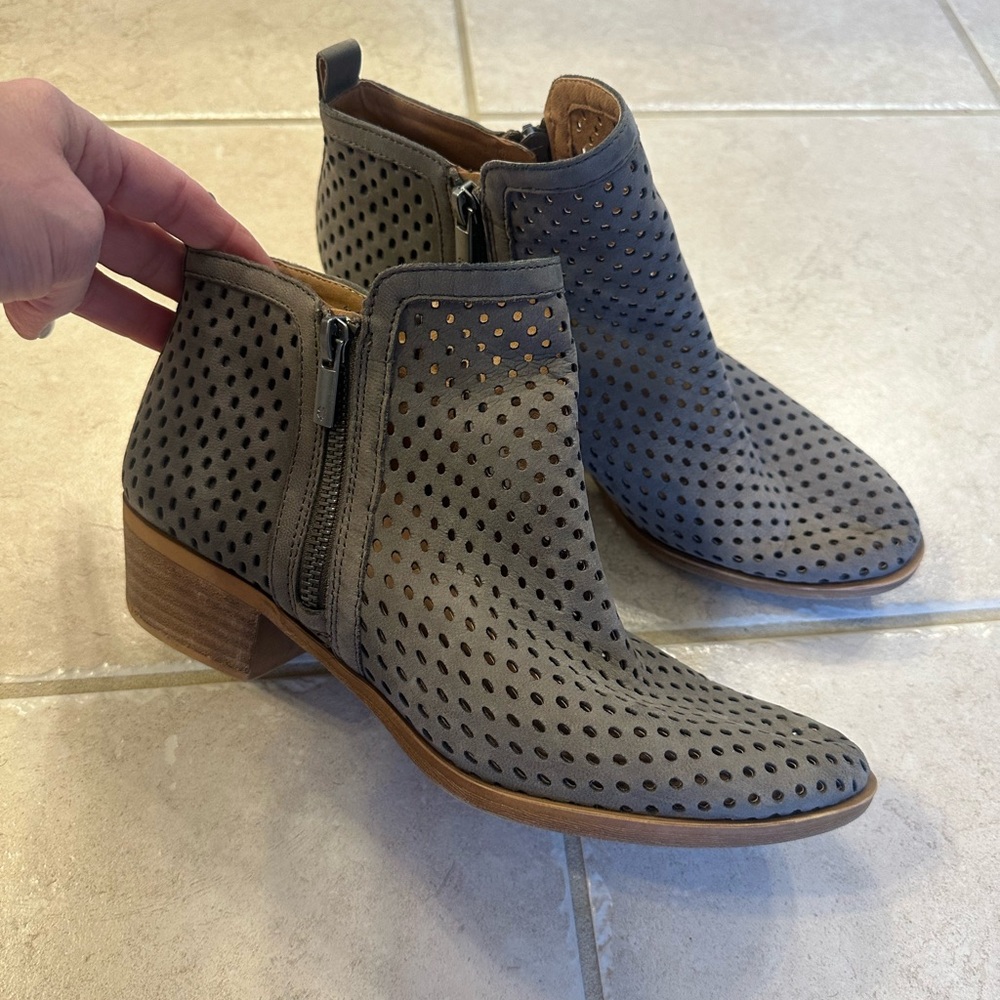 Lucky Brand Women’s Perforated Gray Ankle Booties